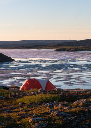 Tent Beside Ice-bound Lake