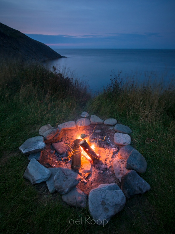fire beside the ocean meat cove